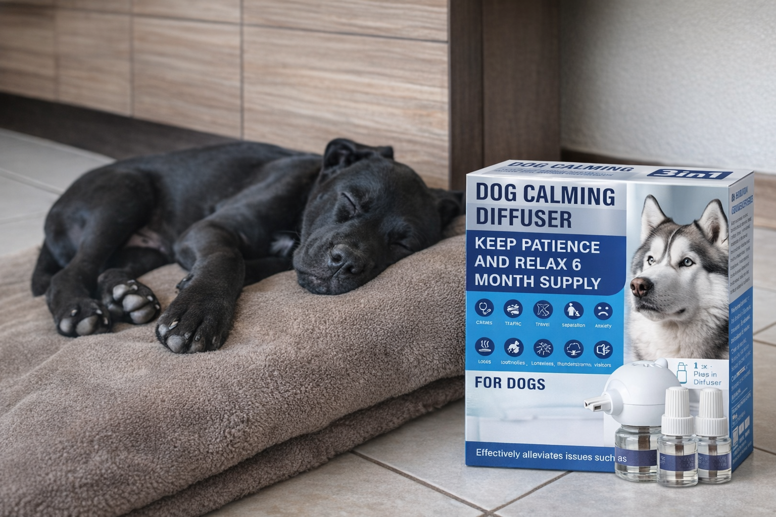 Avis cliente avec chien et diffuseur